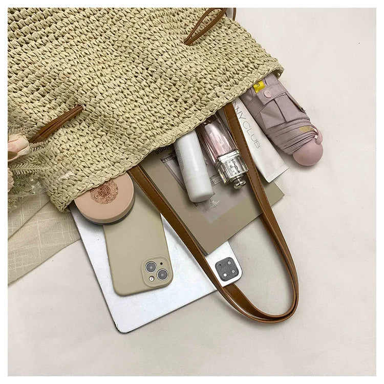 Bolso de Rafia Estilo Francés — Bandolera de Verano