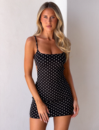 MINERVA MINI DRESS 2.0 - BLACK POLKA DOT