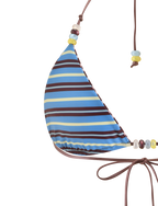 FINLEA REVERSIBLE BIKINI TOP - BROWN AND BLUE STRIPE