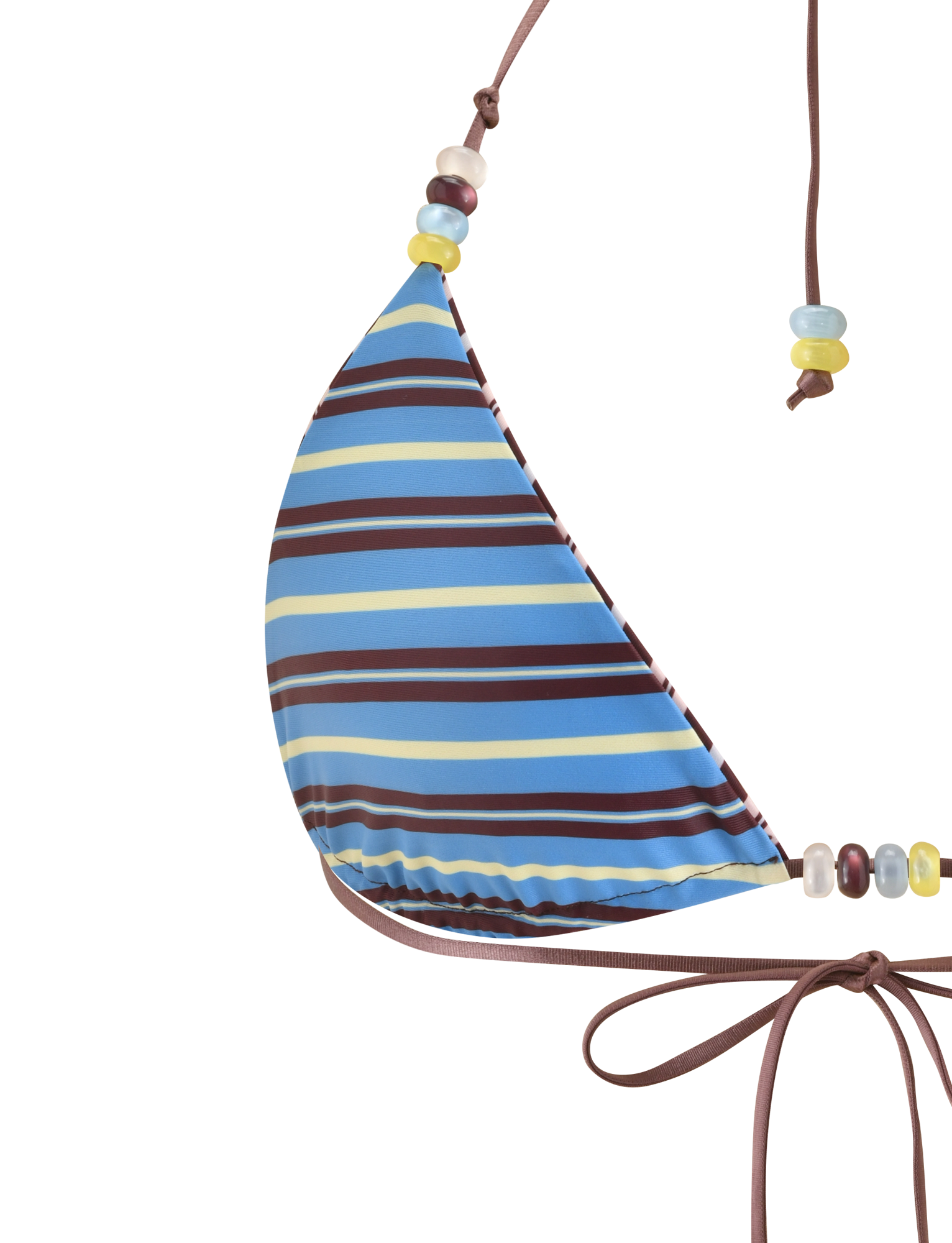 FINLEA REVERSIBLE BIKINI TOP - BROWN AND BLUE STRIPE