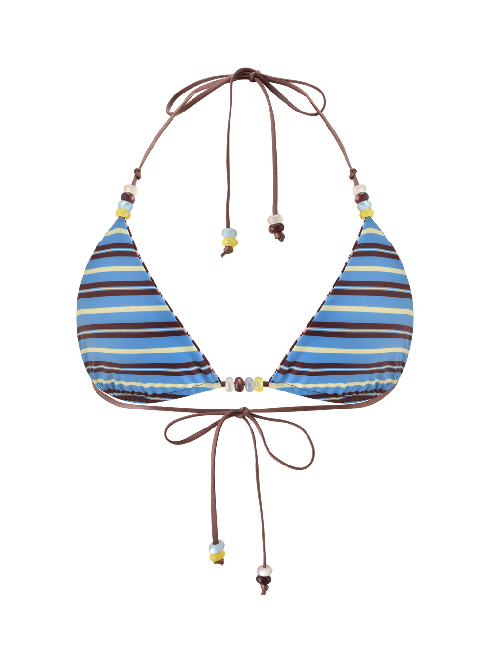 FINLEA REVERSIBLE BIKINI TOP - BROWN AND BLUE STRIPE