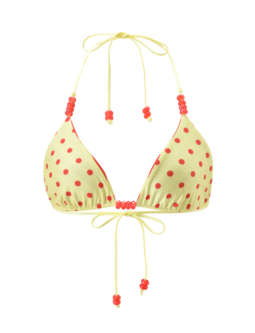 FINLEA REVERSIBLE BIKINI TOP - ROJO AMARILLO TOPOS Y RAYAS