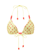 FINLEA REVERSIBLE BIKINI TOP - ROJO AMARILLO TOPOS Y RAYAS