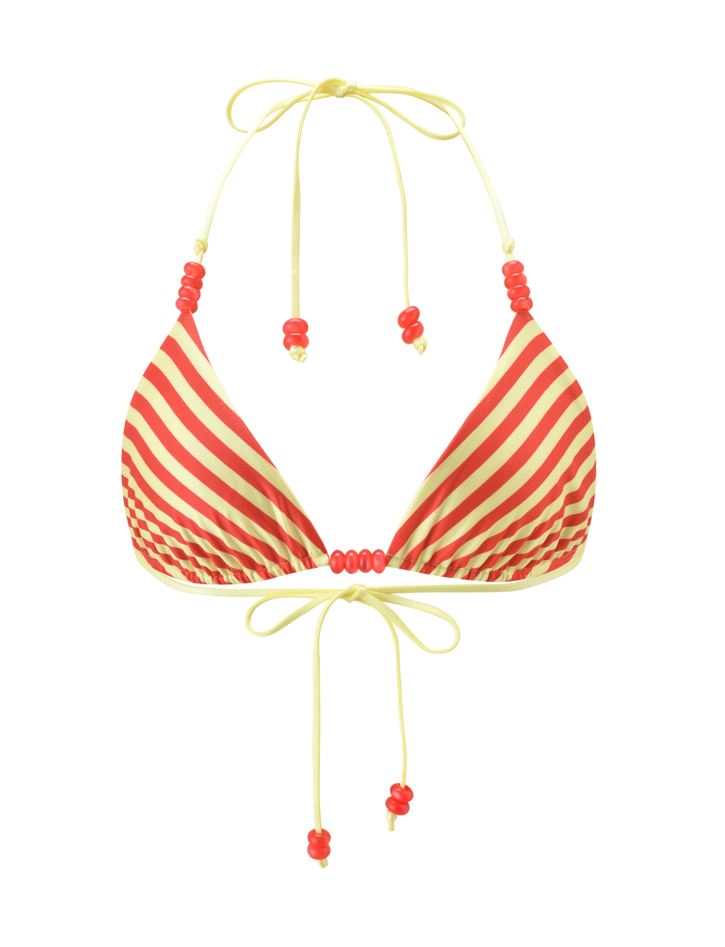 FINLEA REVERSIBLE BIKINI TOP - ROJO AMARILLO TOPOS Y RAYAS