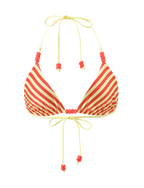 FINLEA REVERSIBLE BIKINI TOP - ROJO AMARILLO TOPOS Y RAYAS