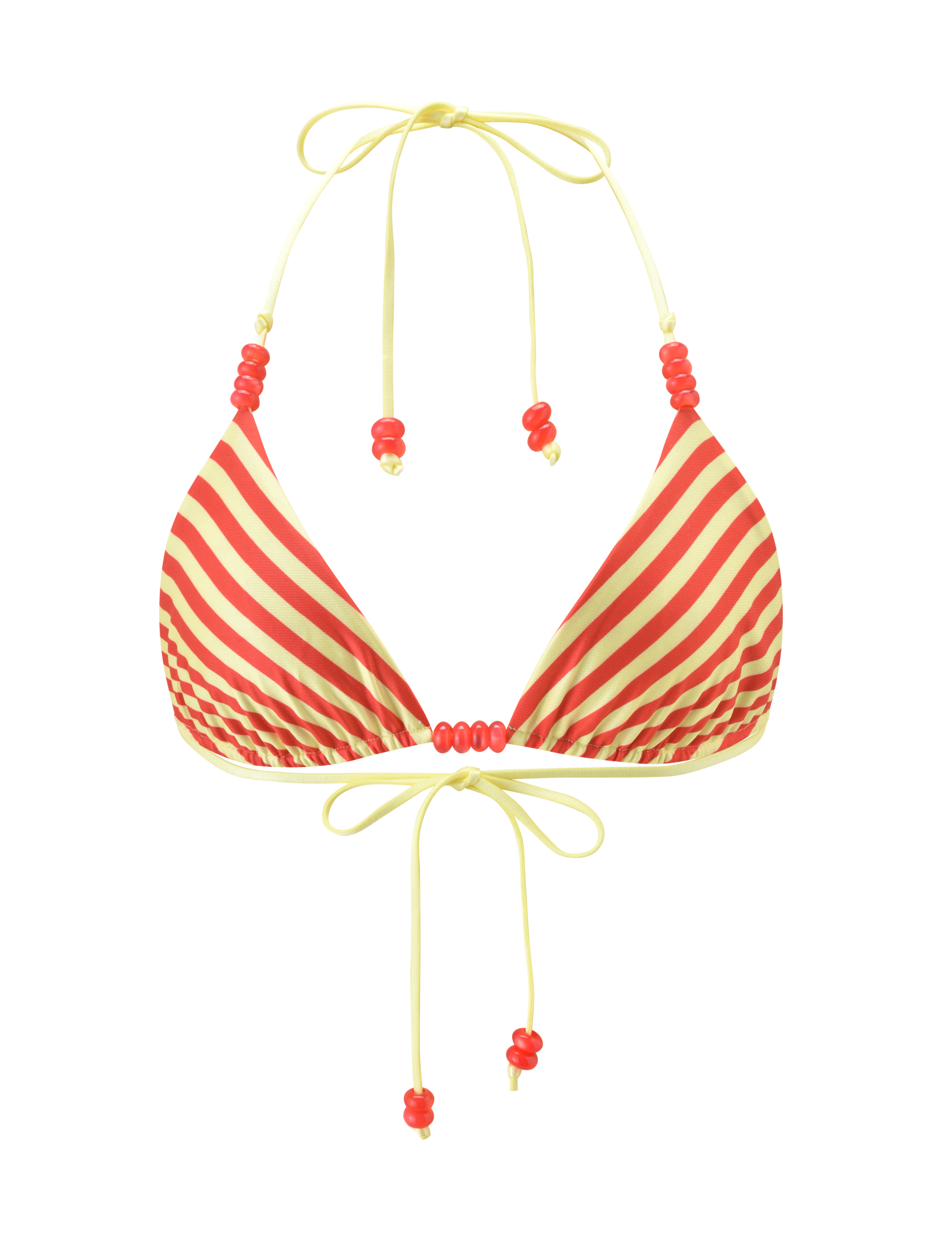 FINLEA REVERSIBLE BIKINI TOP - ROJO AMARILLO TOPOS Y RAYAS