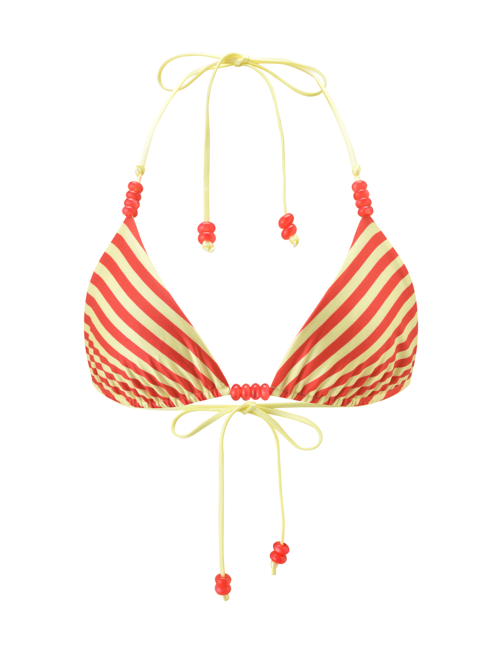 FINLEA REVERSIBLE BIKINI TOP - ROJO AMARILLO TOPOS Y RAYAS