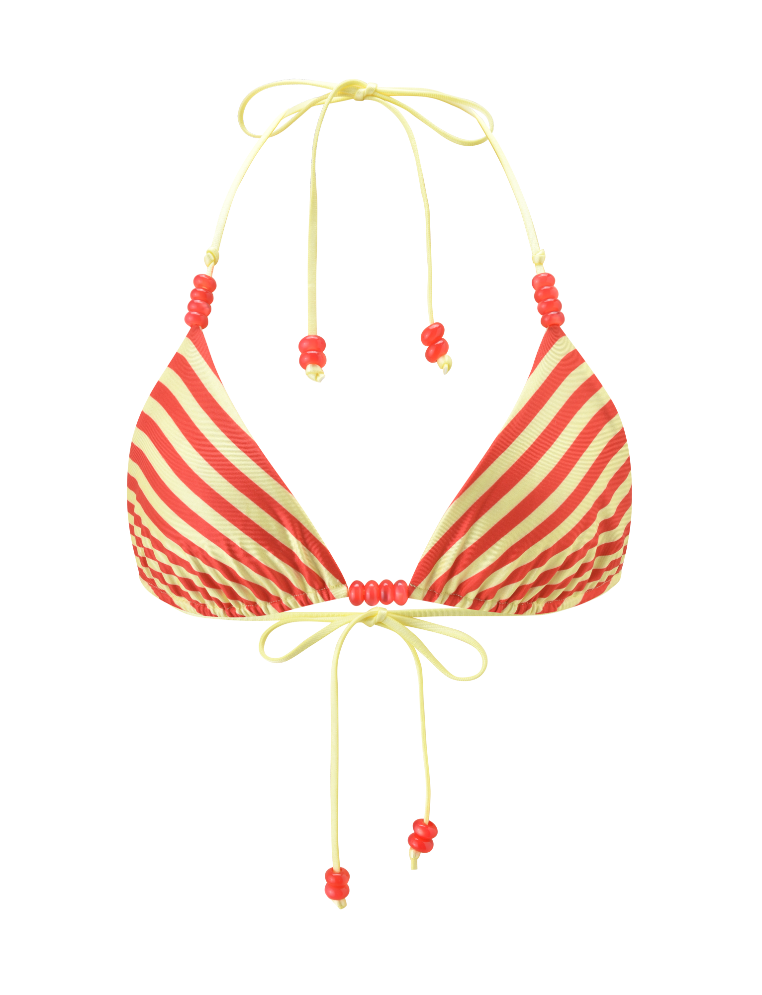 FINLEA REVERSIBLE BIKINI TOP - ROJO AMARILLO TOPOS Y RAYAS